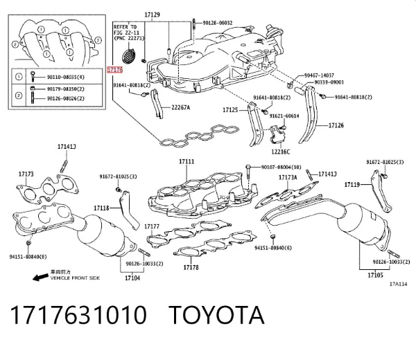 Uszczelka kolektora ssącego górna 1717631010 Toyota