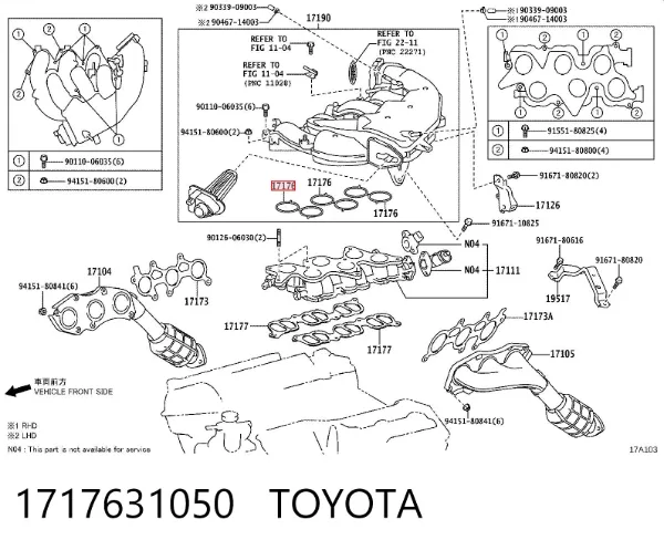 Uszczelka kolektora ssącego 1717631050 Toyota