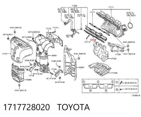 Uszczelka kolektora ssącego dolna 1717728020 Toyota