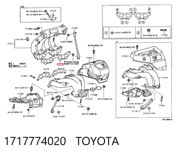 Uszczelka kolektora ssącego Toyota Camry II
