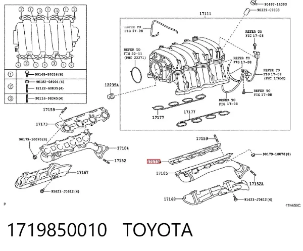 Uszczelka kolektora wydechowego lewa 1719850010 Toyota
