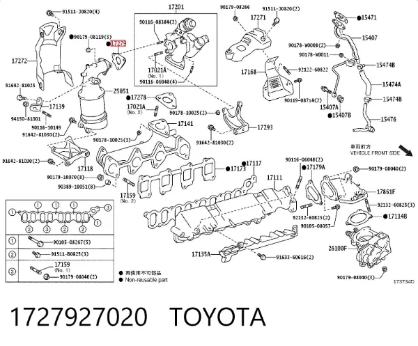 Uszczelka katalizatora (neutralizatora katalitycznego) 1727927020 Toyota