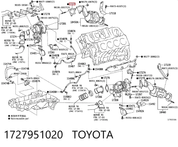 Uszczelka turbiny spalin, wylot 1727951020 Toyota