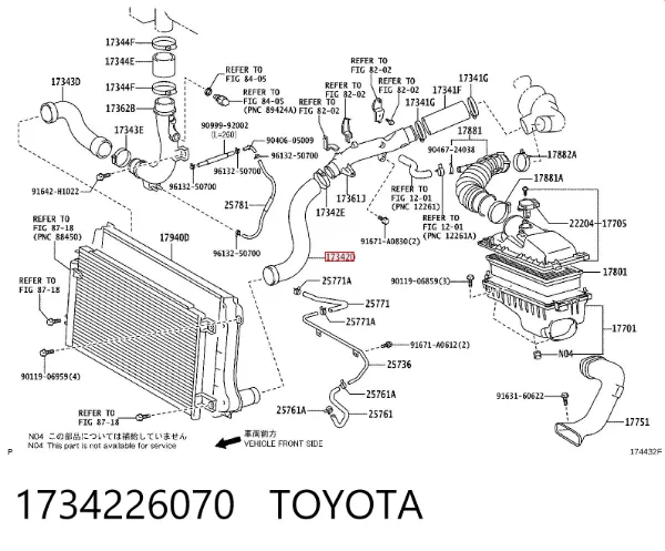 Przewód (króciec) intercoolera 1734226070 Toyota
