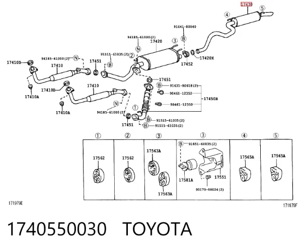 Tłumik, tylna część 1740550030 Toyota