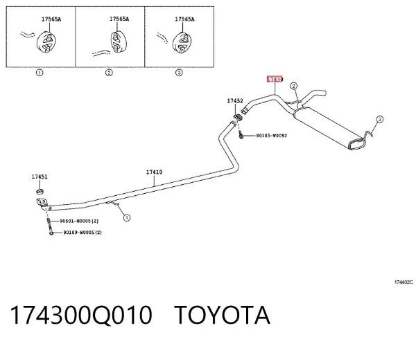 Tłumik, tylna część 174300Q010 Toyota
