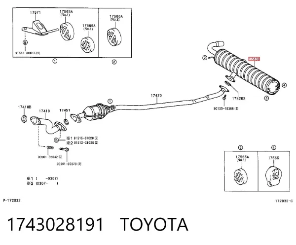 Tłumik, tylna część 1743028191 Toyota