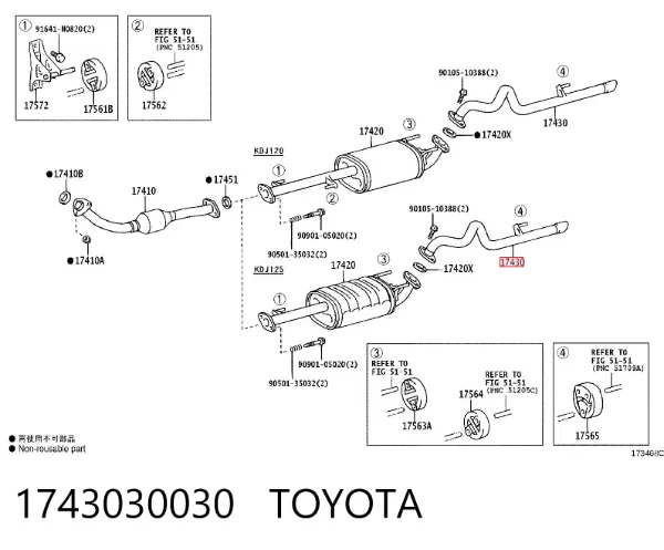 Tłumik, tylna część 1743030030 Toyota