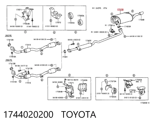 Tłumik, tylna część 1744020200 Toyota