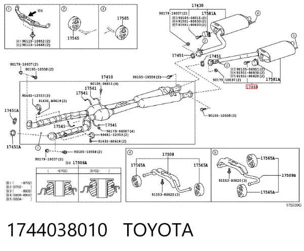 Tłumik, tylna część 1744038010 Toyota