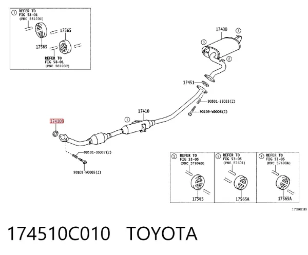 Pierścień kolektora wydechowego 174510C010 Toyota