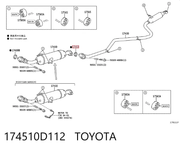 Uszczelka tłumika montażowa 174510D112 Toyota