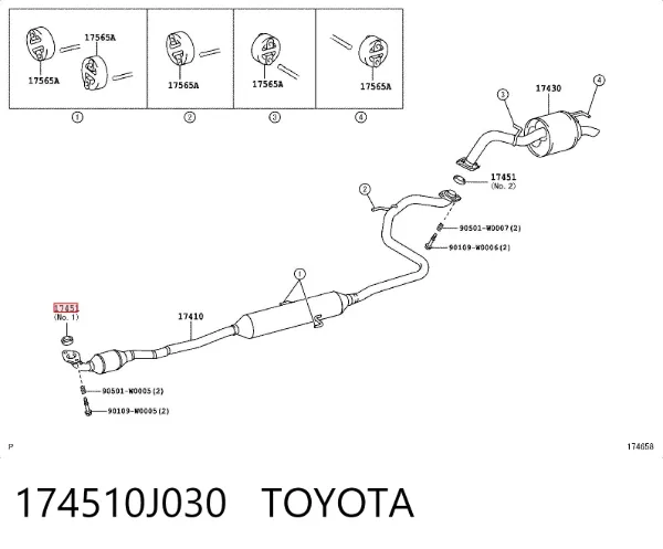Uszczelka rury odbiornika tłumika 174510J030 Toyota