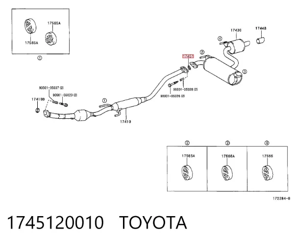 Pierścień kolektora wydechowego 1745120010 Toyota
