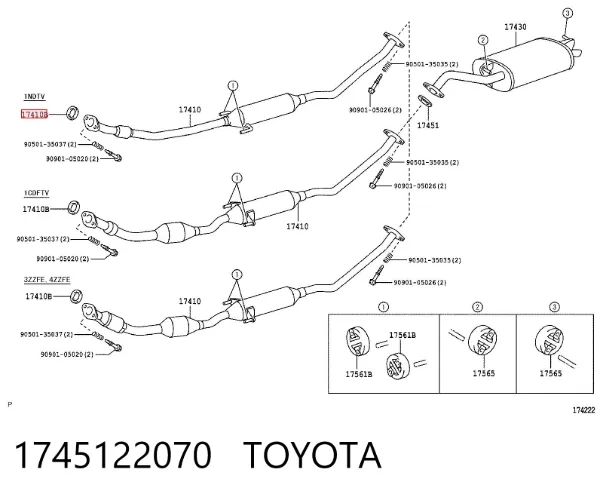 Pierścień kolektora wydechowego 1745122070 Toyota