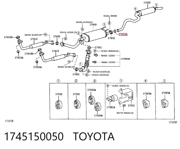 Uszczelka rury odbiornika tłumika 1745150050 Toyota
