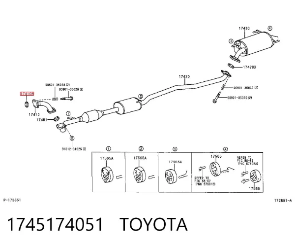 Uszczelka rury odbiornika tłumika 1745174051 Toyota