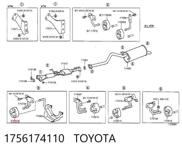 Poduszka mocowania tłumika 1756174110 Toyota