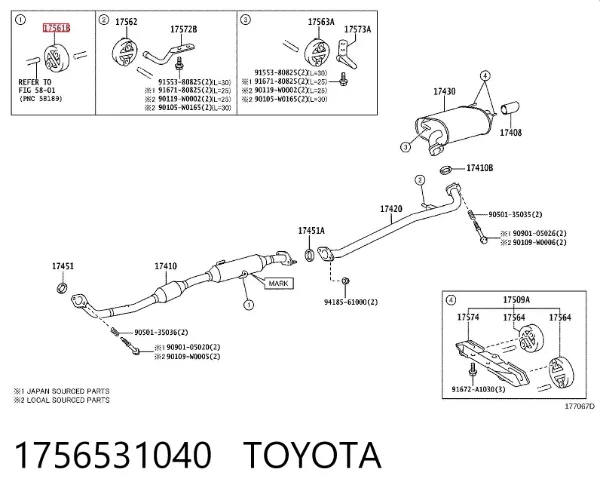 Poduszka mocowania tłumika 1756531040 Toyota