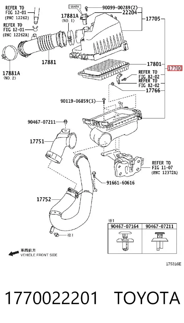 Obudowa filtra powietrza 1770022201 Toyota