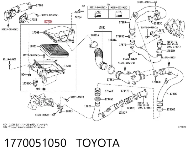 Obudowa filtra powietrza 1770051050 Toyota