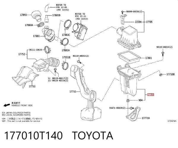 Filtr powietrza 177010T140 Toyota