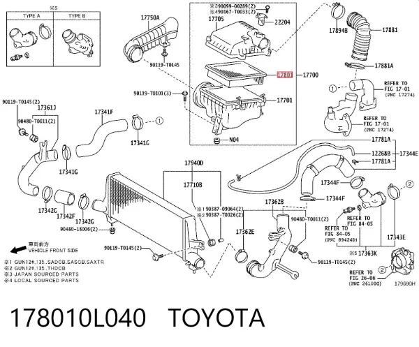 Filtr powietrza 178010L040 Toyota