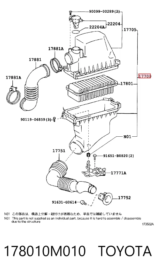 Filtr powietrza 178010M010 Toyota