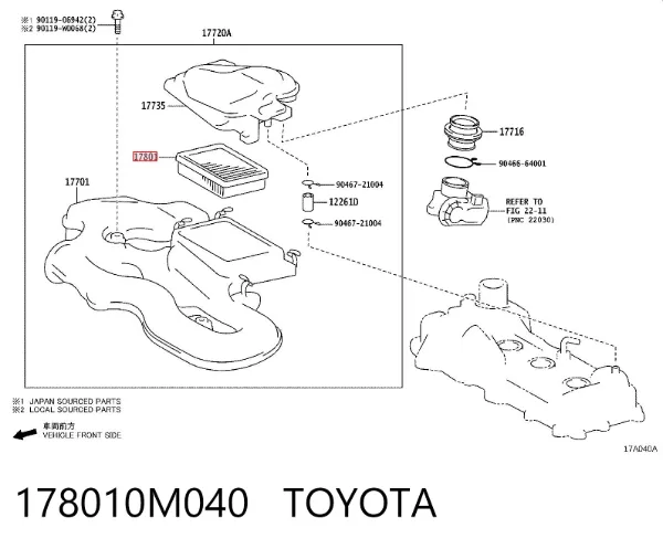 Filtr powietrza 178010M040 Toyota
