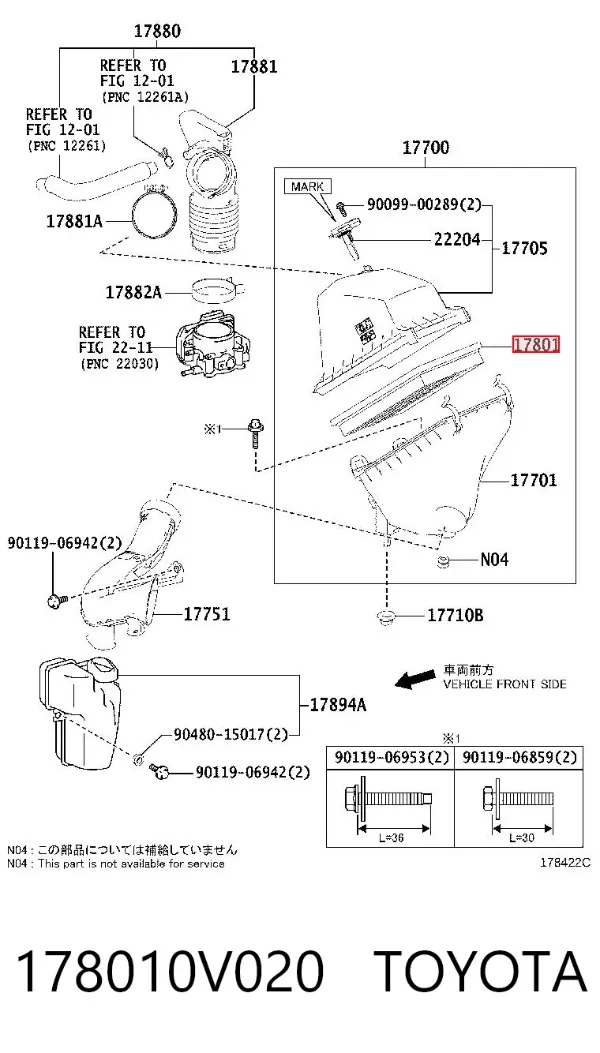 Filtr powietrza 178010V020 Toyota