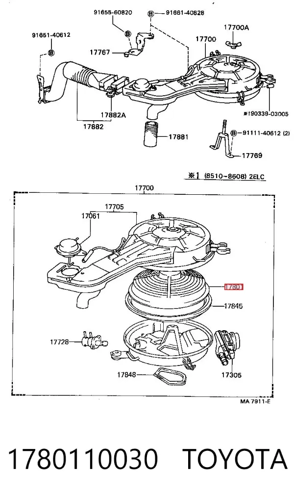 Filtr powietrza 1780110030 Toyota
