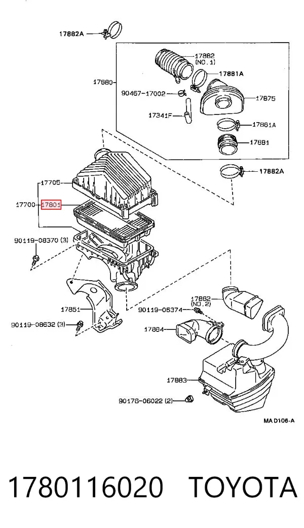 Filtr powietrza 1780116020 Toyota