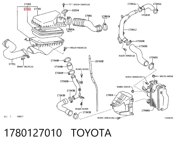 Filtr powietrza 1780127010 Toyota
