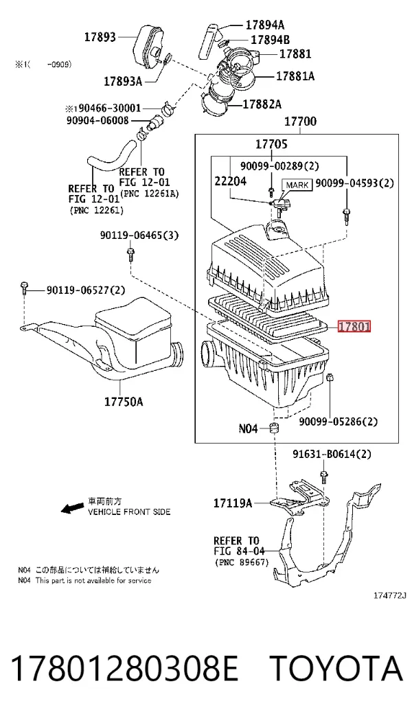 Filtr powietrza 17801280308E Toyota