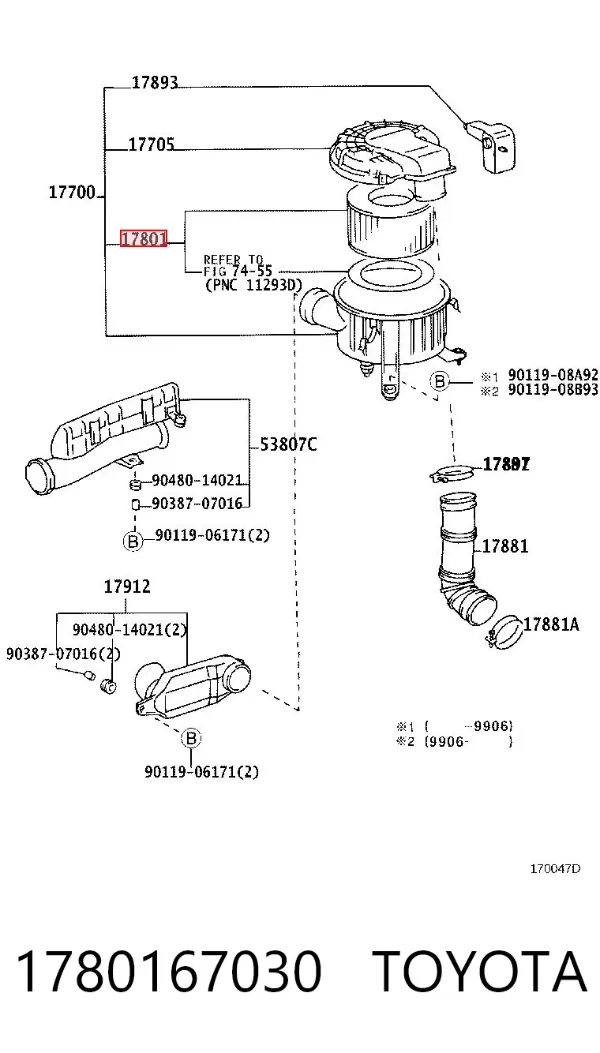 Filtr powietrza 1780167030 Toyota
