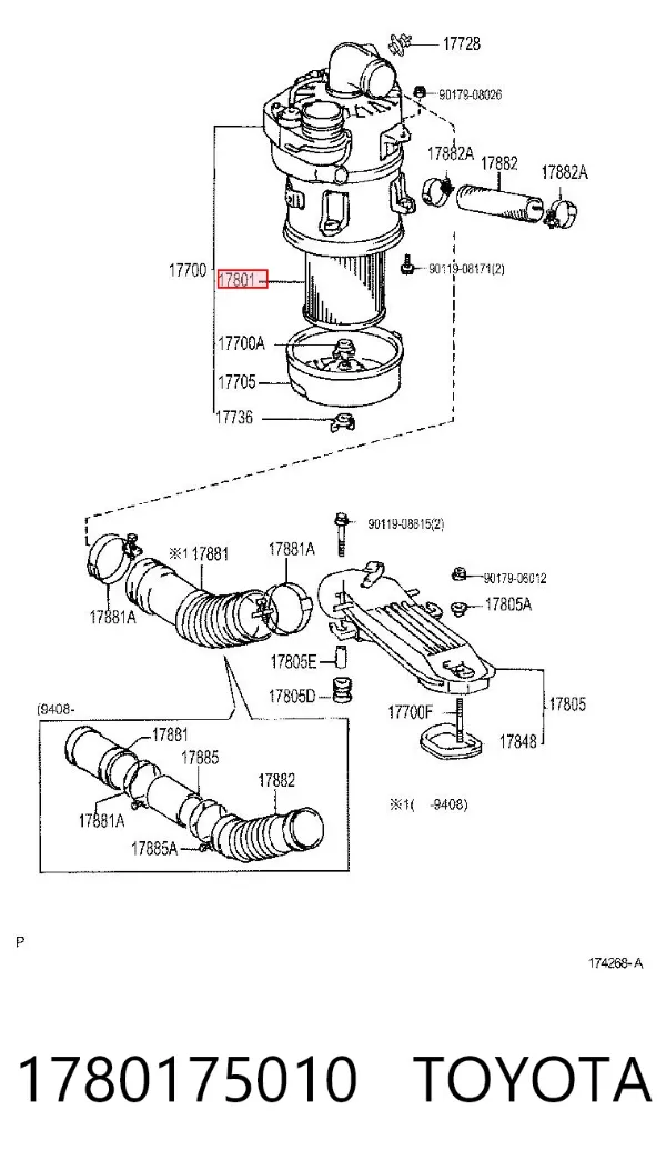 Filtr powietrza 1780175010 Toyota