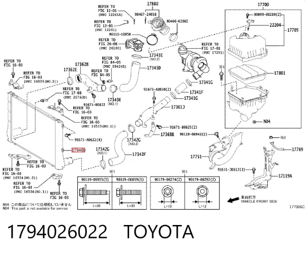 Chłodnica intercoolera 1794026022 Toyota