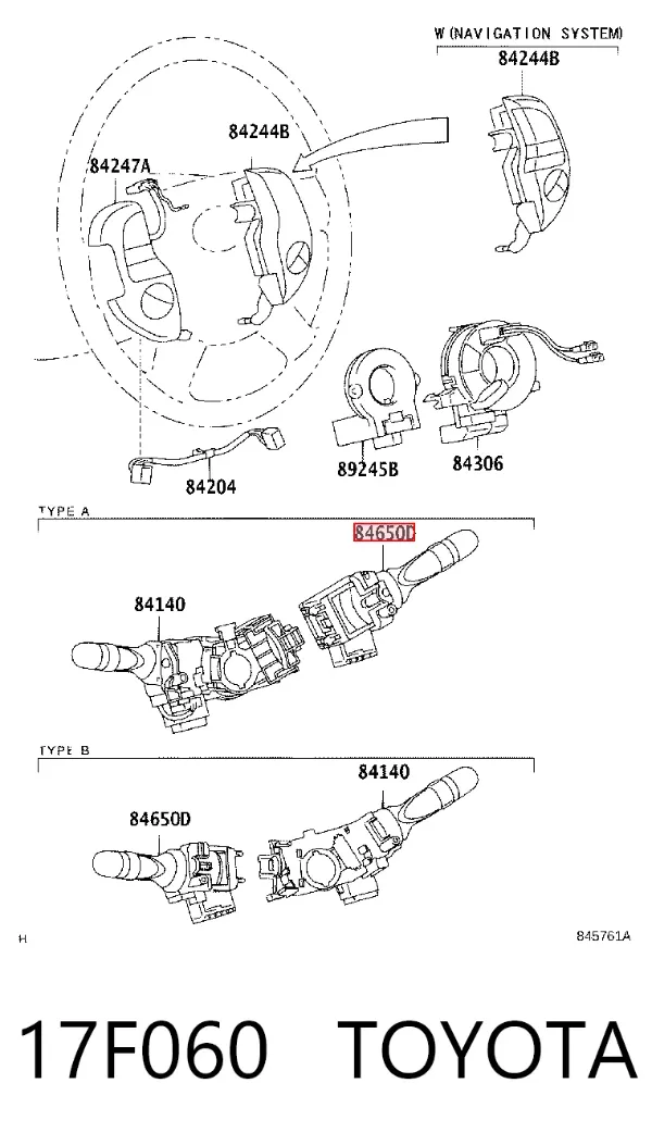 Przełącznik zespolony prawy 17F060 Toyota
