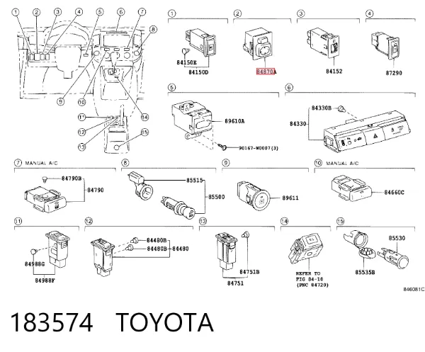 Sterownik lusterek na torpedo 183574 Toyota