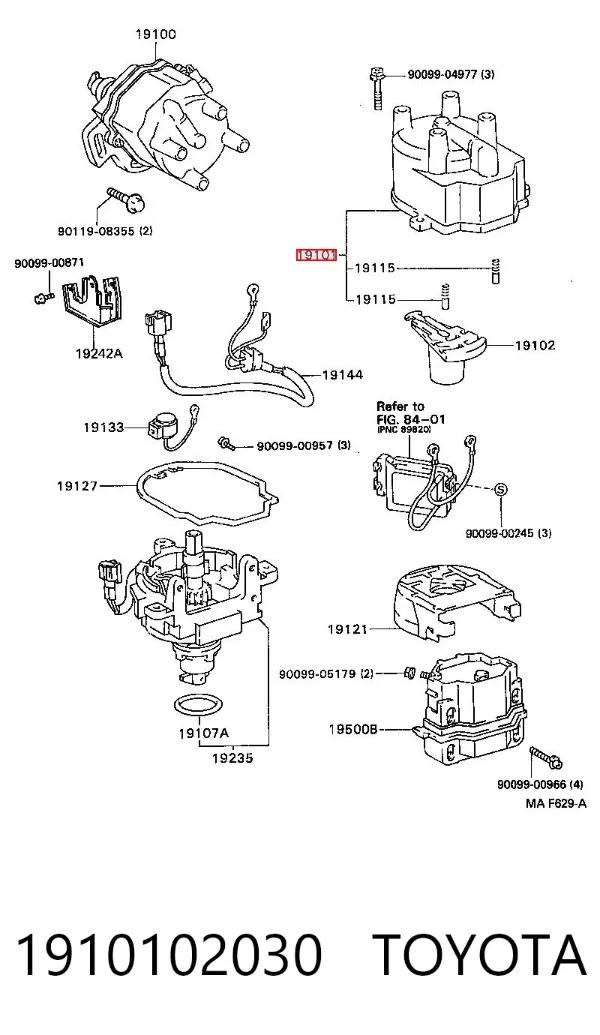 Kopułka rozdzielacza zapłonu 1910102030 Toyota