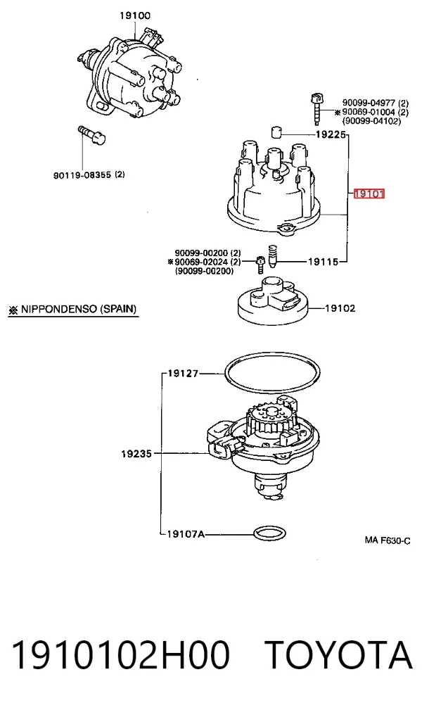 Kopułka rozdzielacza zapłonu 1910102H00 Toyota