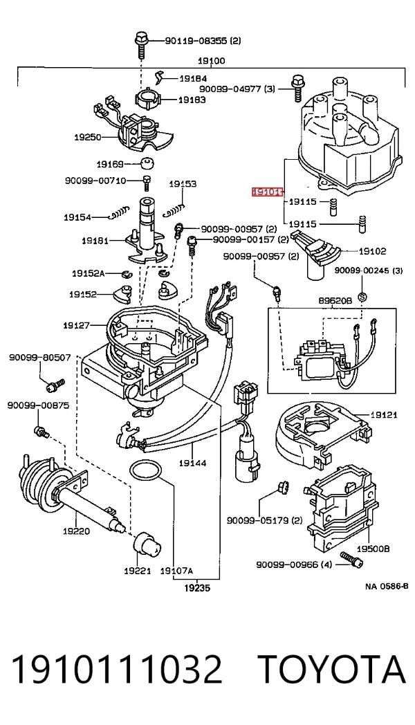Kopułka rozdzielacza zapłonu 1910111032 Toyota