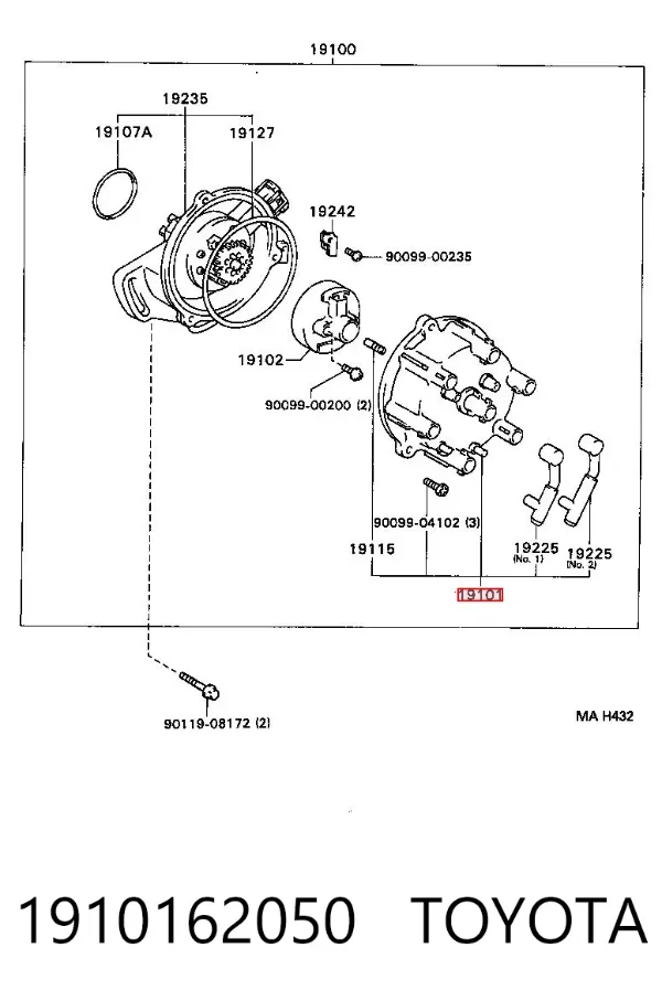 Kopułka rozdzielacza zapłonu 1910162050 Toyota
