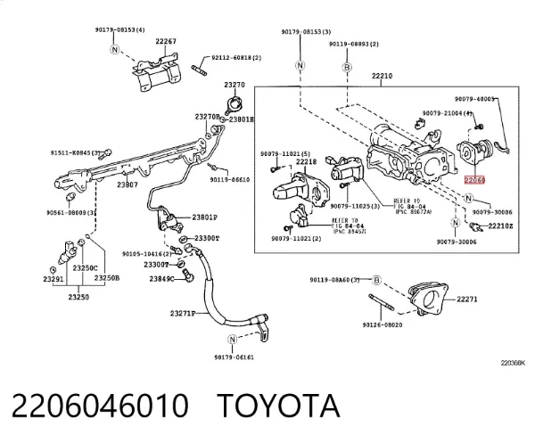 Czujnik położenia przepustnicy (potencjometr) 2206046010 Toyota