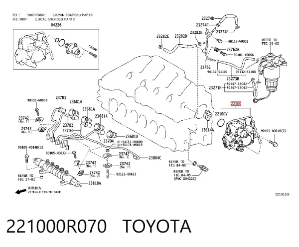 Pompa wtryskowa wysokiego ciśnienia 221000R070 Toyota