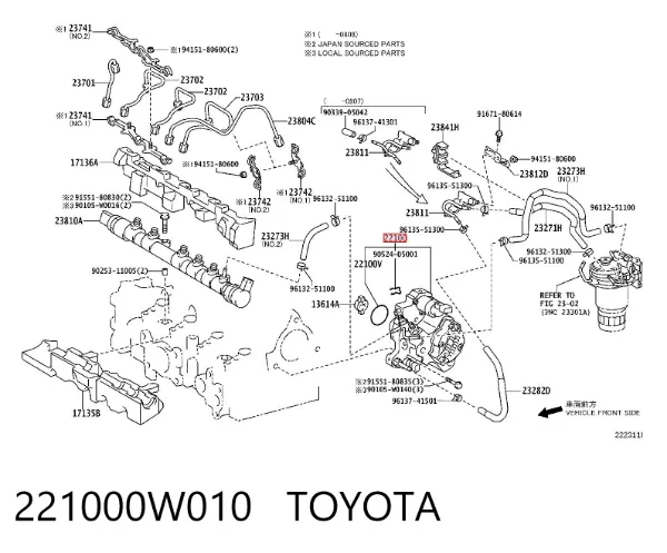 Pompa wtryskowa wysokiego ciśnienia 221000W010 Toyota