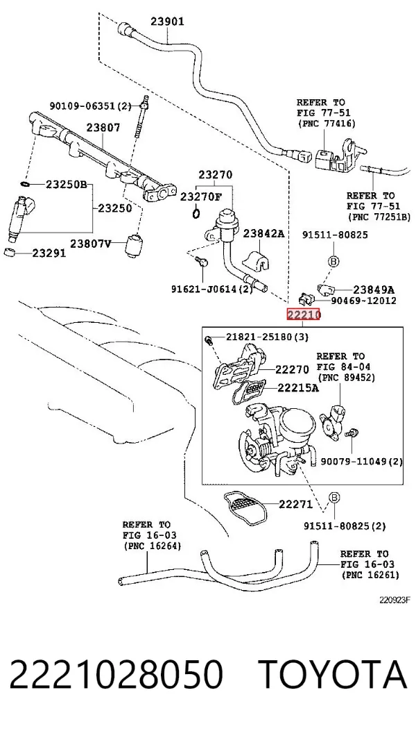 Przepustnica, komplet 2221028050 Toyota