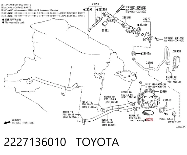 Uszczelka przepustnicy 2227136010 Toyota