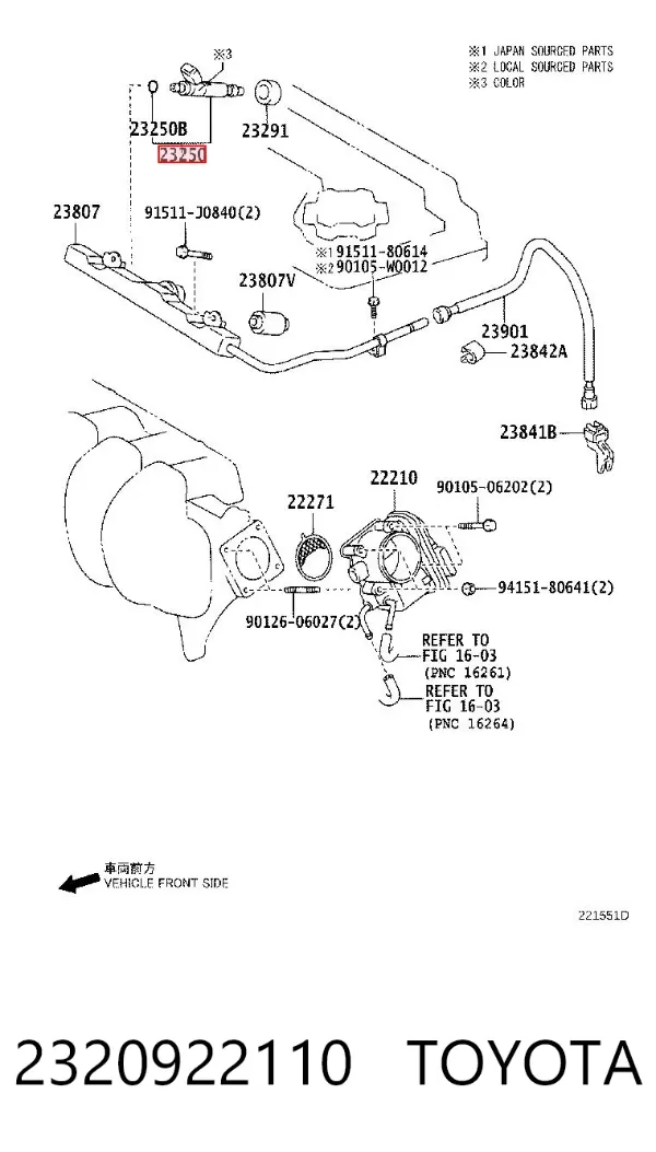 Wtryskiwacz paliwa 2320922110 Toyota