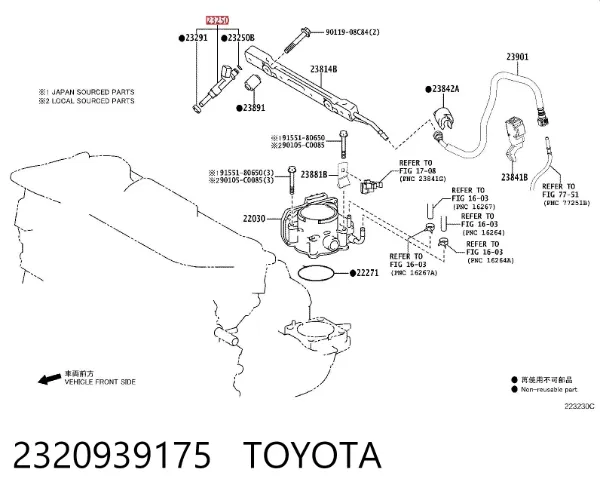 Wtryskiwacz paliwa 2320939175 Toyota